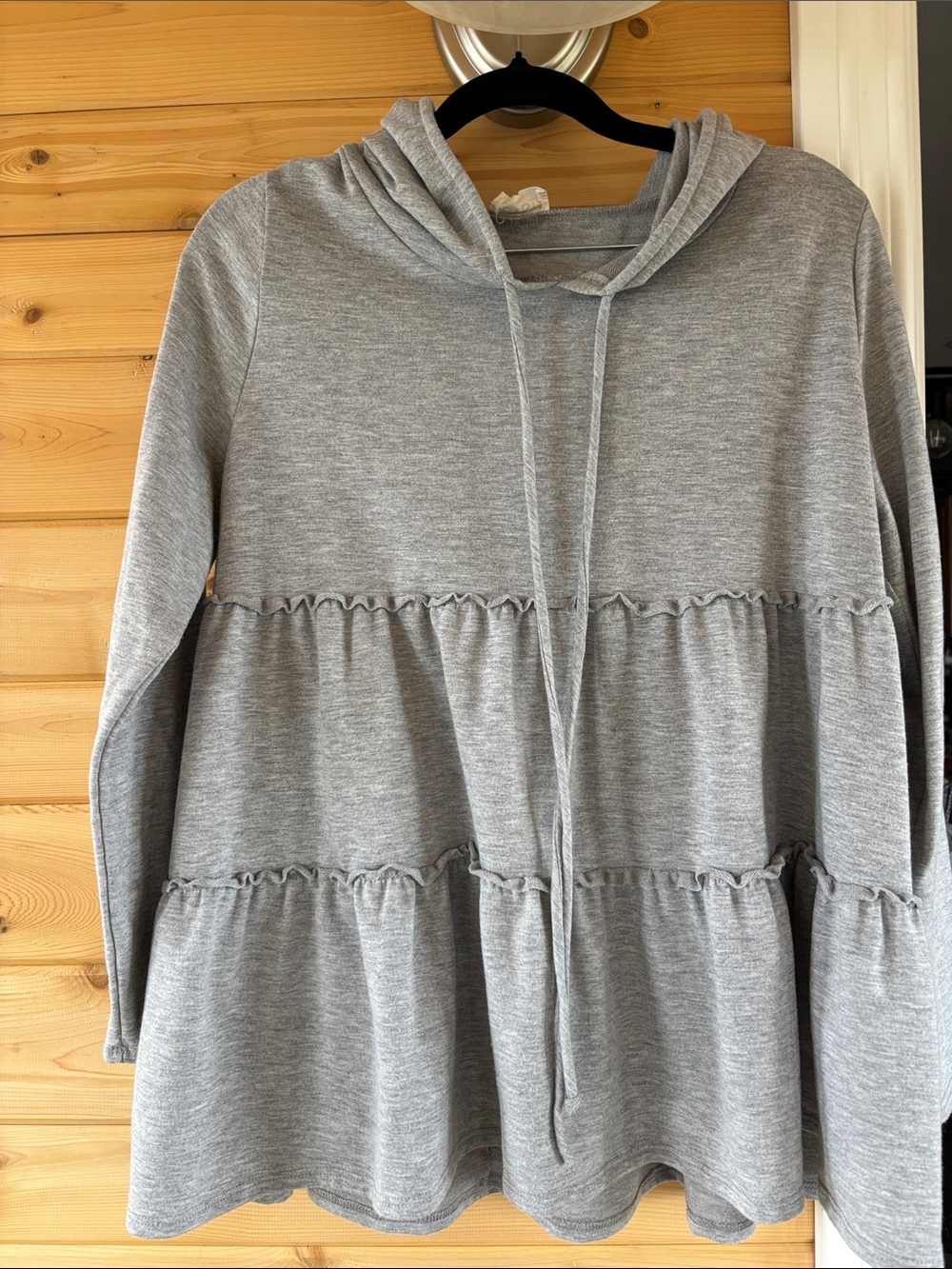Bibi Gray Hooded Tiered Top - Women